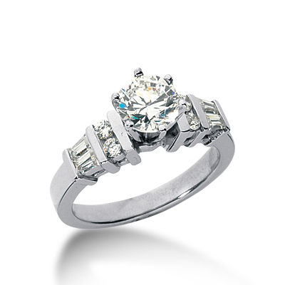 Ladies 14KT White Gold Platinum Fancy Engagement Ring ENR135