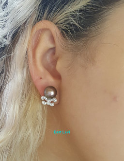 South Sea Pearls & 0.24 ct Diamond Earrings 7.3grams 18k White Gold 10mm $2,500