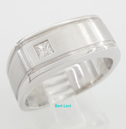 Princess Diamond Men's Wedding Band Ring 0.15 ct 14K White Gold 9 mm 11.7 Grams2