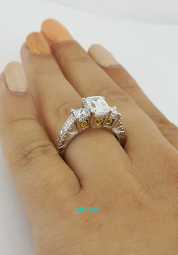 TACORI Platinum 3-Stone Semi-Mount Engraved Engagement Ring 0.60 ct  Rtl $8,220