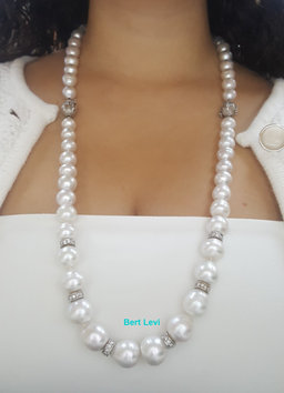 South Sea Pearl Diamond Necklace 2.75 ct 31.5" or 16.5" & 15" 18K White Gold