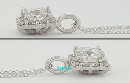 1.24 ct 14K White Gold Princess Cut Diamond Halo Pendant Necklace EGL Rtl $7,050