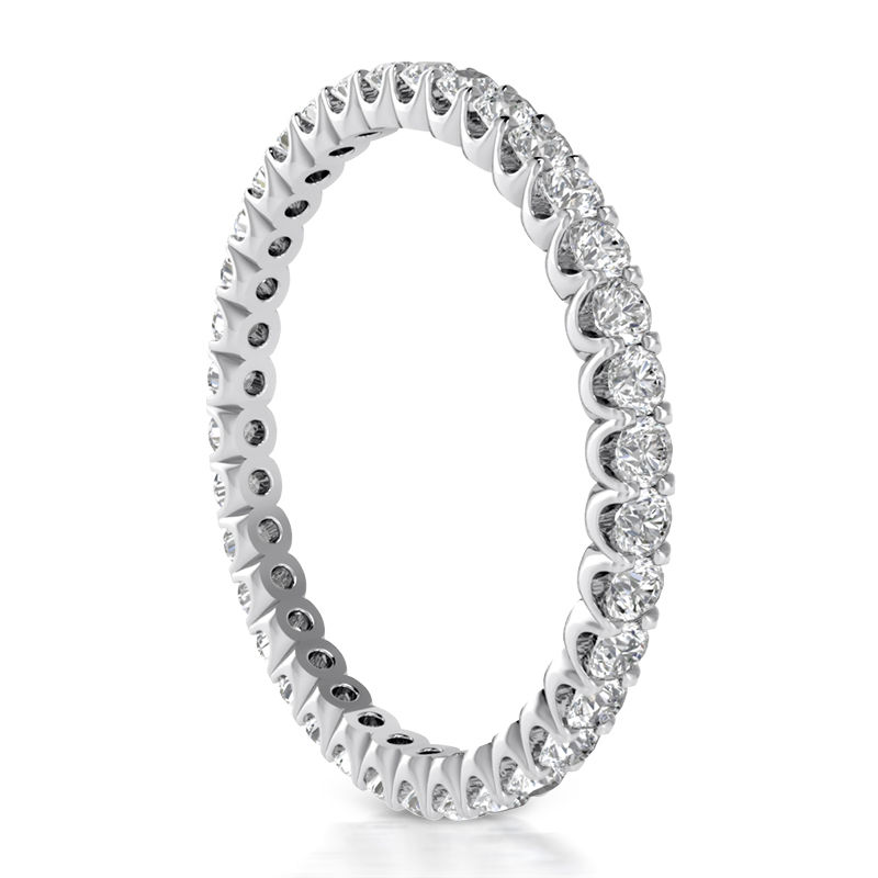 Thumbnail: Ladies 14KT White Gold Platinum Round Diamond Eternity Wedding Band EWB549-4