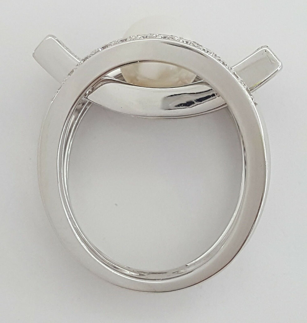 Thumbnail: Akoya Pearl & Round Cut Diamond Statement Ring 8.5mm 1.16 ct 18K White Gold $5K
