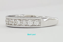 Round Diamond 1 ct 14k White Gold Wedding Ring Euro Shank 3 Row Black & White