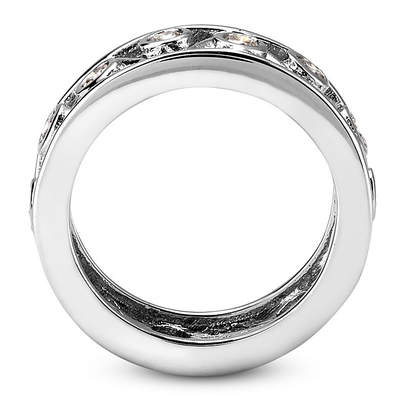 Thumbnail: Ladies 14KT White Gold Platinum Eternity Wedding Band EWB195-4