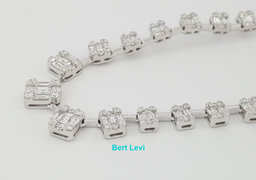 Baguette Round Diamond Graduated Tennis Necklace 7.8 ct 18K White Gold Rtl $30K