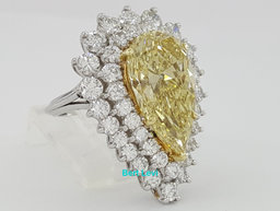 Vintage Pear Fancy Yellow 10 ct Diamond Ring Pendant Platinum GIA