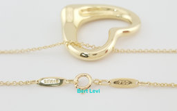 Tiffany & Co Elsa Peretti  Open Heart Pendant 18K Yellow Gold 18" 27.6mm