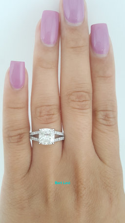 Cushion Brilliant Cut Diamond Split Shank Engagement Ring 2.52 ct Plat Rtl $35K