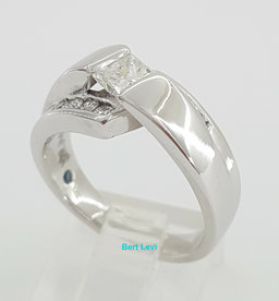 14K White Gold 0.76ct Princess Brilliant Cut Diamond Channel Set Engagement Ring