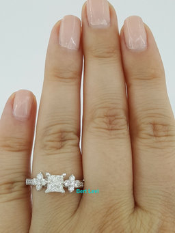 Princess Cut Diamond Engagement Ring 1.30 ct 18K White Gold D/VS2 Rtl $10,000