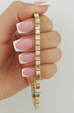 Round Diamond Station Tennis Bracelet 2 ct 14.5 Grams 7.25" 14K Yellow Gold