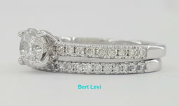 Round Cut Diamond Engagement Ring Set 0.97 ct 14K White Gold H/VS1 GIA