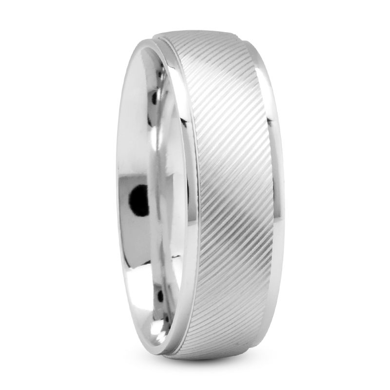 Ladies 14KT White Gold Platinum Traditional Wedding Band LWM574