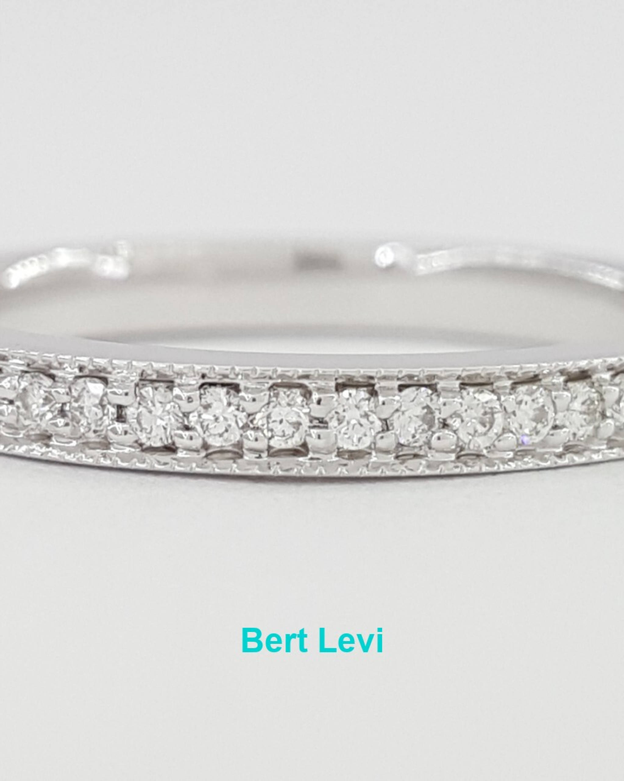 Half Circle Round Diamond 0.20 ct Pave Wedding Band 2.2mm 14k White Gold