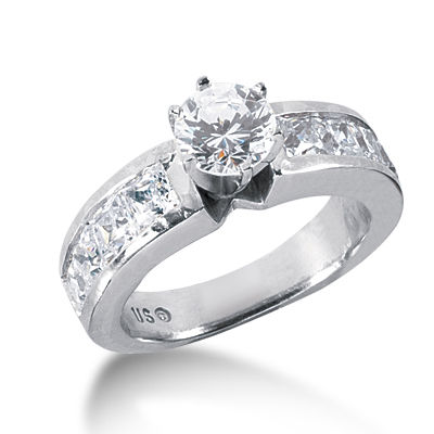 Ladies 14KT White Gold Platinum Fancy Engagement Ring ENR2018