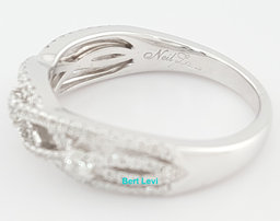 Neil Lane Round Diamond Crossover Wedding Band Ring 0.5 ct 14k White Gold