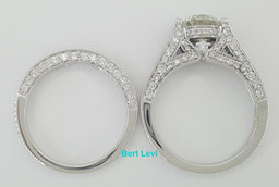 Hearts & Arrows Round Cut Diamond Engagement Wedding Ring Set 2.35 ct Rtl $13.5k