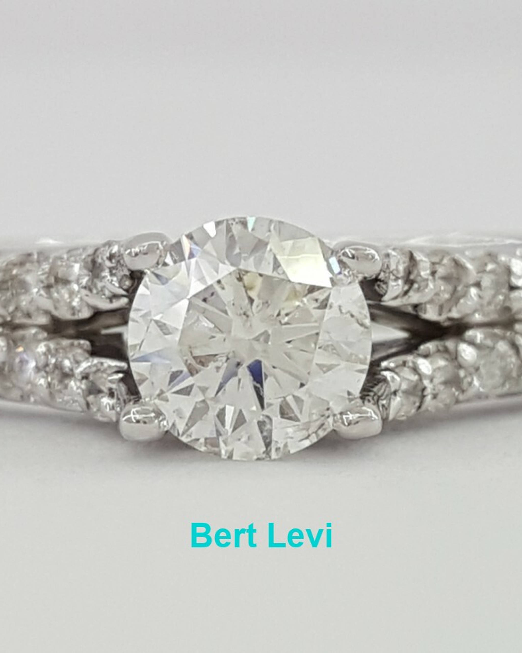 Round Diamond Engagement Ring Set 1 ct 18K White Gold Rtl $3,995 Size 7