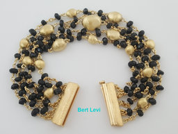 Marco Bicego 5-Strand Siviglia Black Onyx 18K Yellow Gold Bracelet 25.3 Grams