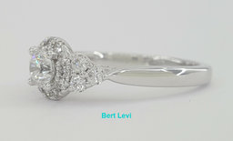 Round Brilliant Cut Diamond 3-Stone Halo Engagement Ring 0.87 ct 14K White Gold