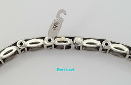 Antique Sapphire 14K White Gold & Old Euro Cut Diamond Bar Bracelet 8.6 grams 7"