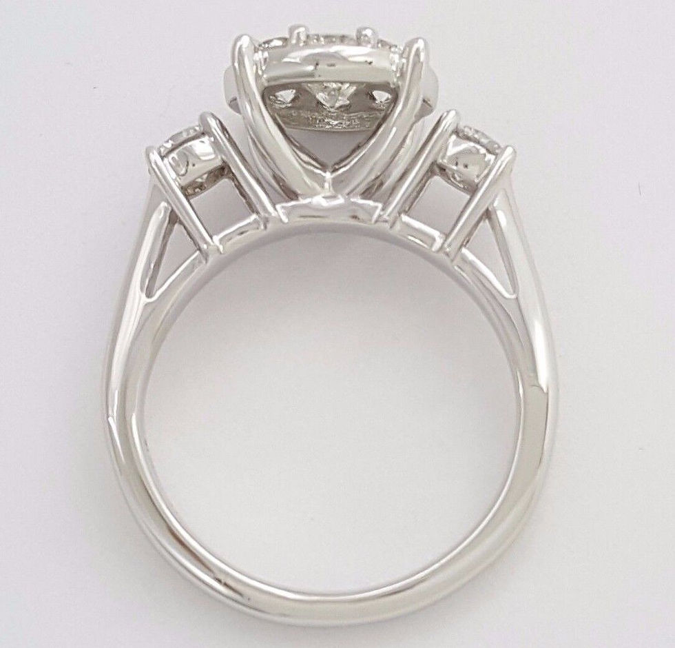 Thumbnail: 1 ct 14k White Gold Round Brilliant Diamond Cluster Halo Engagement Ring 