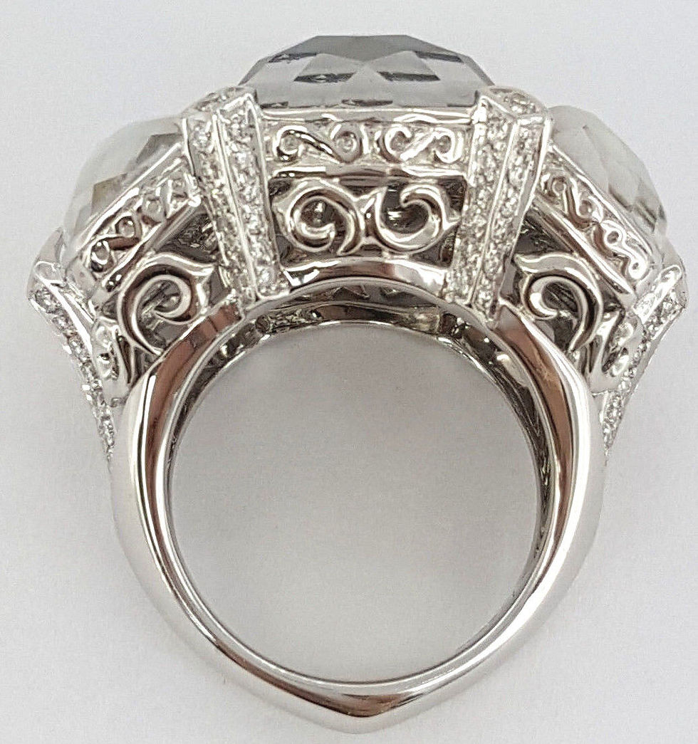 Thumbnail: Stephen Webster Poison Ivy Threesome Quartz Hematite MOP Diamond 18K W Gold Ring