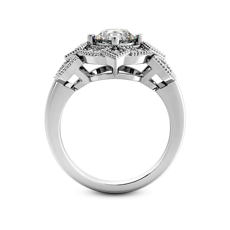 Thumbnail: Ladies 14KT White Gold Platinum Fancy Engagement Ring ENR9581