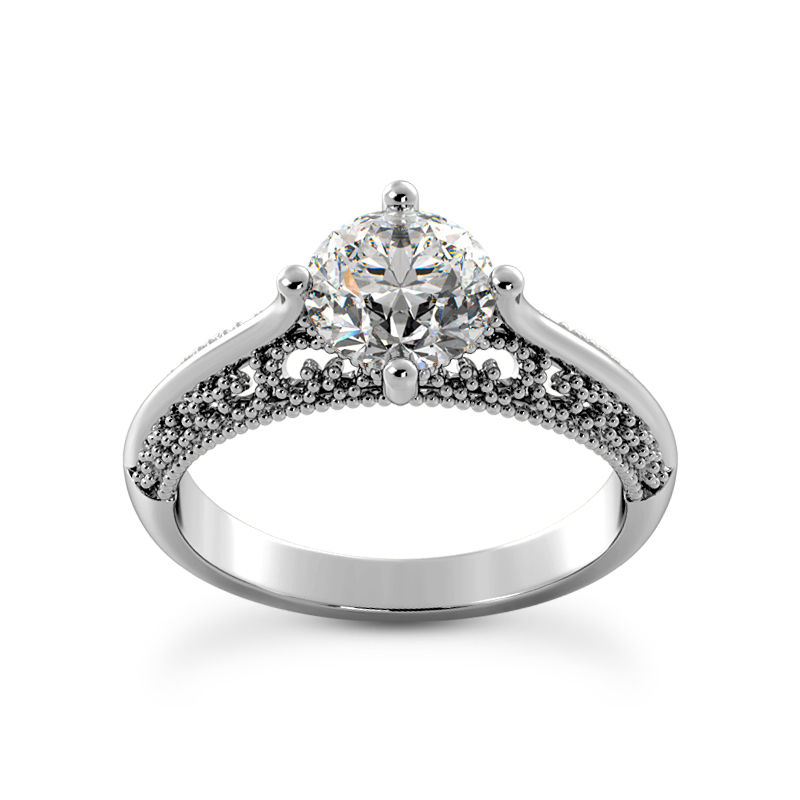 Ladies 14KT White Gold Platinum Fancy Engagement Ring ENR9556-1