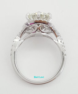 Round Diamond Crossover Halo Engagement Ring 3.62 ct 14K White Retail $43,500