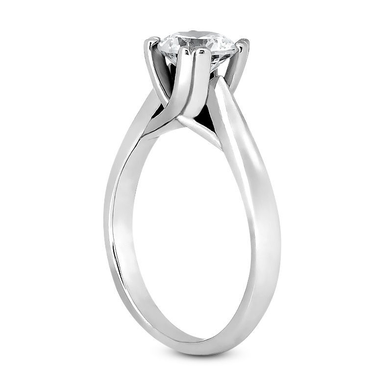 Thumbnail: Ladies 14KT White Gold Platinum Round Diamond Solitaires Engagement Ring ENR3894