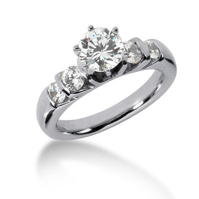 Ladies 14KT White Gold Platinum Fancy Engagement Set ENS732-A