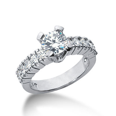 Ladies 14KT White Gold Platinum Fancy Engagement Ring ENR3111