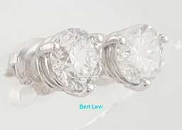 Natural Round Brilliant Cut Diamond Stud Earrings 1.52 ct 14k W Gold Retail $8K