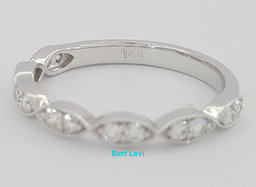 14K White Gold Half Circle Round Diamond Marquise Style Wedding Band 0.35 ct