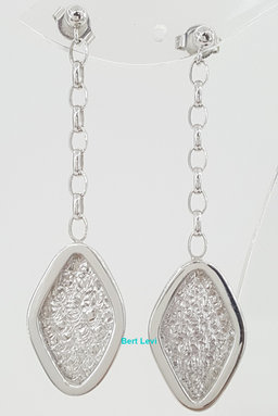 White Gold Drop Dangle Earrings Italy 14K 5 Grams 2"