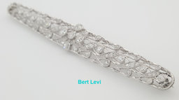 Antique Art Deco Old European Diamond Pin Brooch Platinum 2 ct 3.62"