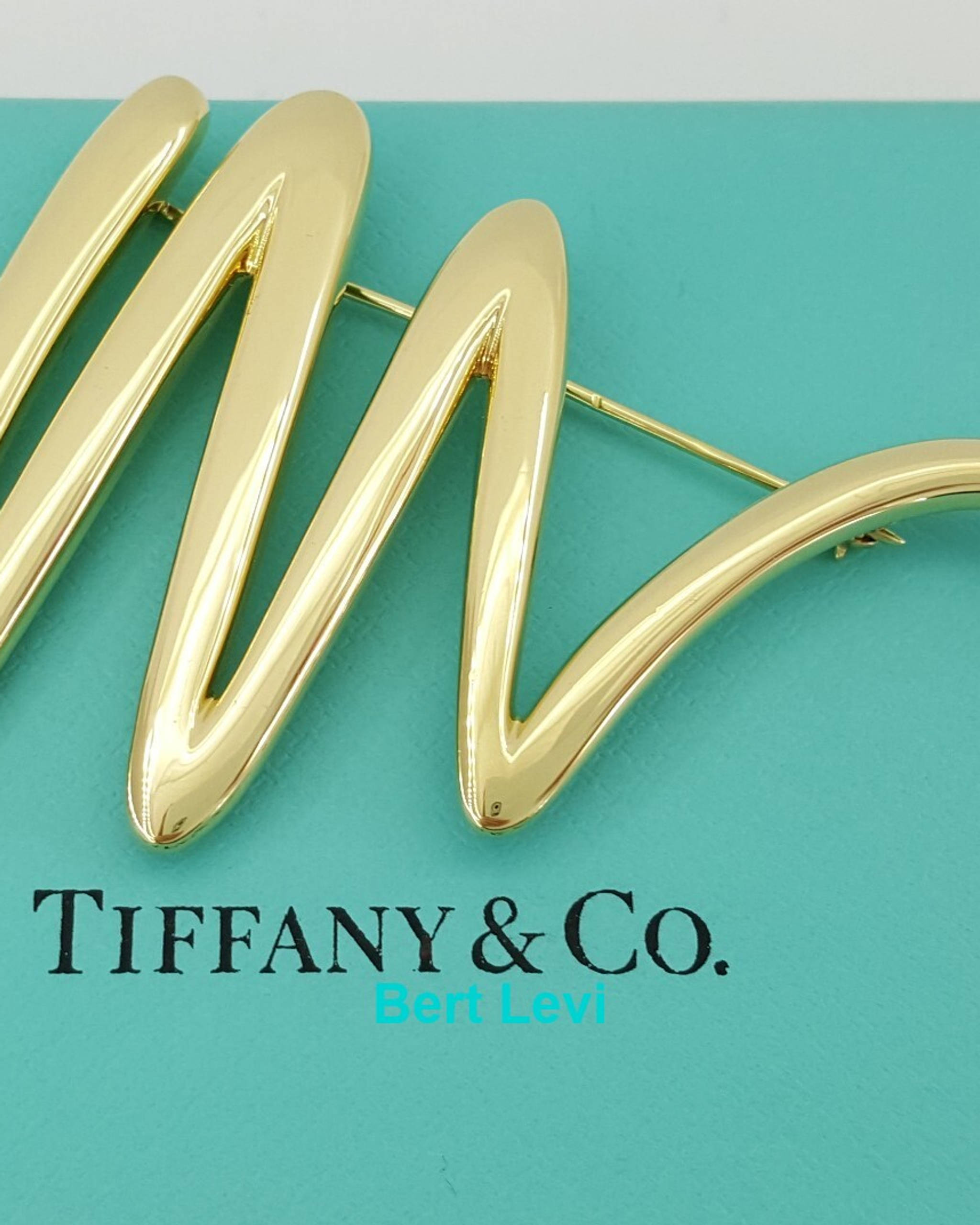 Tiffany & Co Paloma Picasso 18K Zig-Zag Squiggle Pin Brooch Large 22.7Grams 2.6"