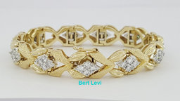 Vintage 1.76 ct Round Cut Diamonds 14K Gold Ribbon Tennis Bracelet 31 Grams 6"