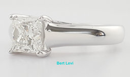 Tolkowsky Princess Ideal Cut Diamond Solitaire Engagement Ring 0.95ct 14k W Gold