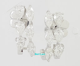 Marquise & Pear Cut Diamond Half Hoop Earrings 1.7 ct 18K White Gold