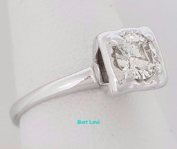0.55 ct Antique Vintage 14K White Gold Transitional Cut Diamond Engagement Ring