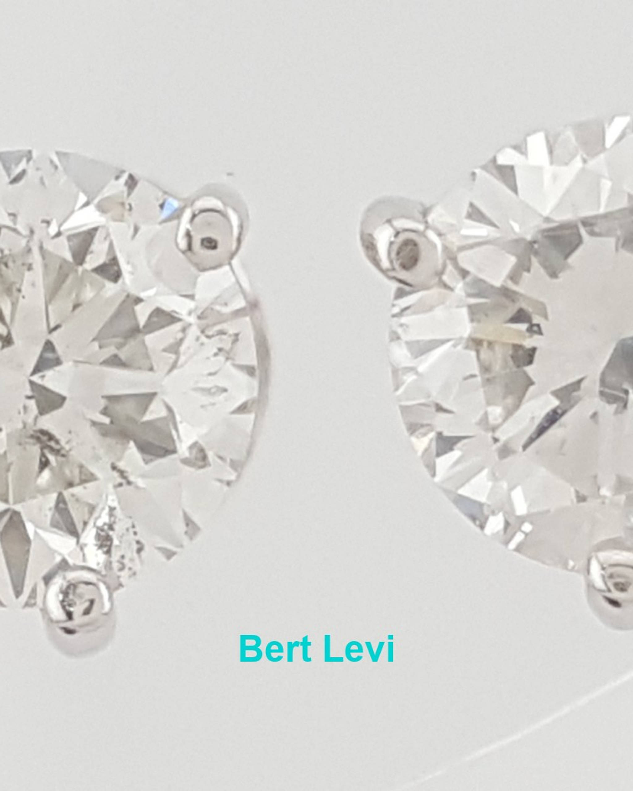 Natural Round Brilliant Cut Diamond Stud Earrings 1.52 ct 14k W Gold Retail $8K