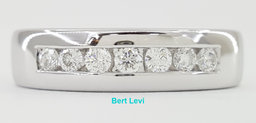 Leo Channel Set Round Diamond Wedding Anniversary Band 6mm 14k White Gold 0.42ct
