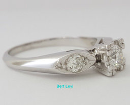0.53 ct Antique Vintage Platinum Round Transition Cut Diamond Engagement Ring