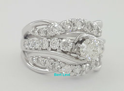 Tolkowski Round Brilliant Cut Diamond Engagement & Wedding Rings Set 2.12 ct 14K