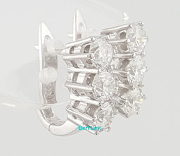 Round Diamond 3 Stone Huggie Earrings 2 ct 18k White Gold Lever Backs Rtl $5.5K