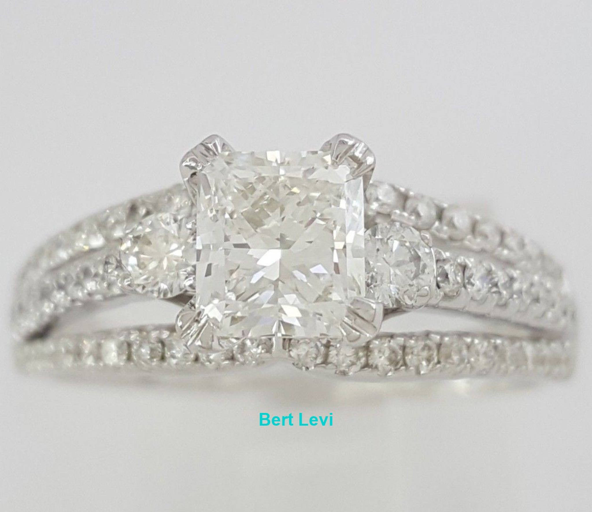 Radiant Cut Diamond Engagement Ring 1.6 ct 18K White Gold Retail $9,500 F / SI1